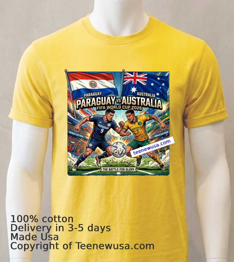 Paraguay Vs Australia World Cup 2026 T Shirt - yellow-t-shirt Paraguay Vs Australia World Cup 2026 T Shirt Yellow T Shirt