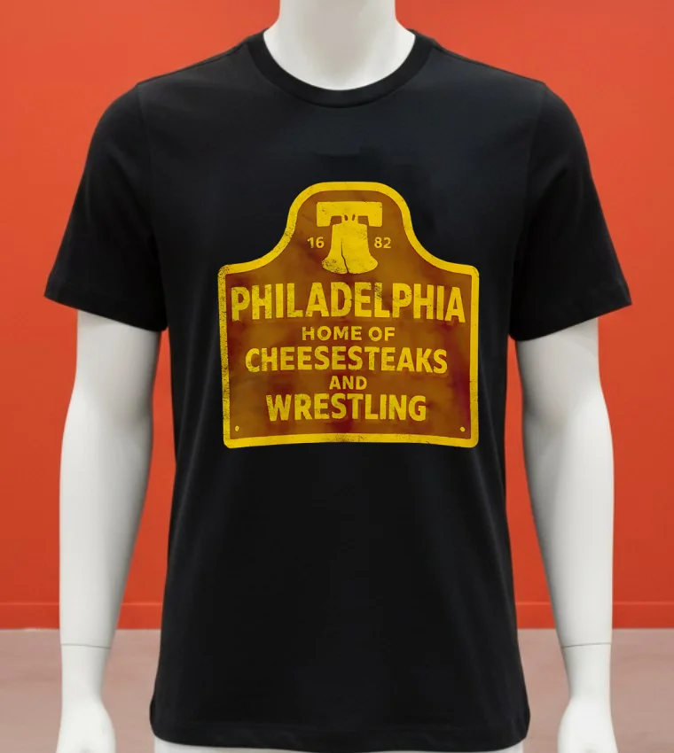 Philadelphia Home Of Cheesesteaks And Wrestling Shirt - balck-shirt Philadelphia Home Of Cheesesteaks And Wrestling Shirt Balck Shirt