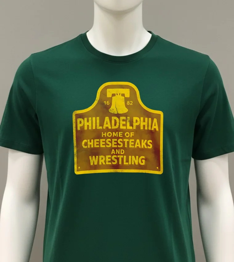 Philadelphia Home Of Cheesesteaks And Wrestling Shirt - green-shirt Philadelphia Home Of Cheesesteaks And Wrestling Shirt Green Shirt