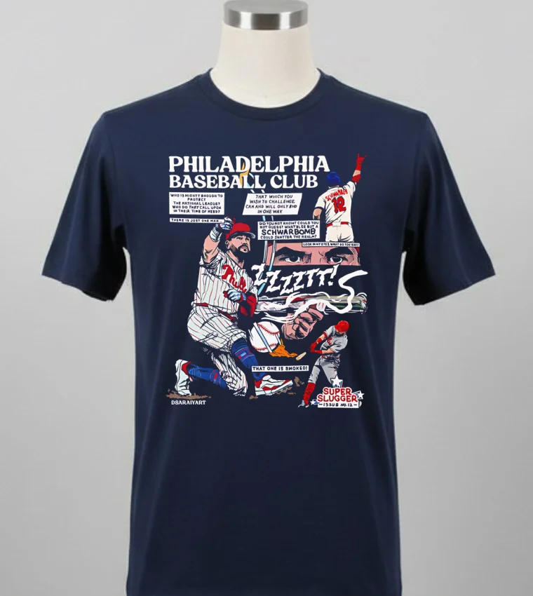 Philadelphia Phillies Baseball Club Schwarbomb Comic Shirt - balck-shirt Philadelphia Phillies Baseball Club Schwarbomb Comic Shirt Balck Shirt 1