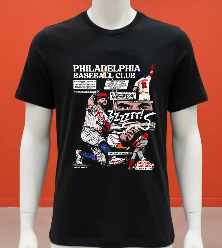 Philadelphia Phillies Baseball Club Schwarbomb Comic Shirt - balck-shirt Philadelphia Phillies Baseball Club Schwarbomb Comic Shirt Balck Shirt