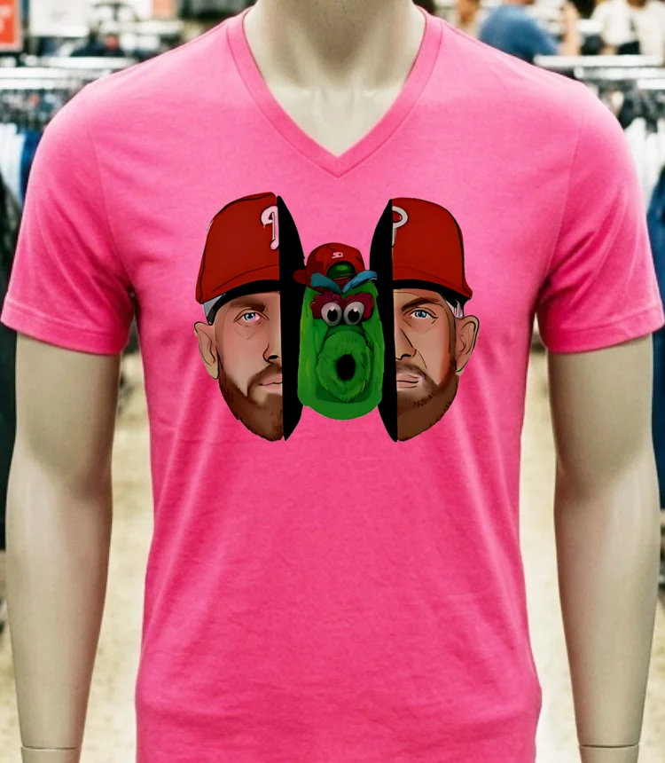 Philly Split Kyle Schwarber And Phillie Phanatic Baseball Shirt - pink-t-shirt Philly Split Kyle Schwarber And Phillie Phanatic Baseball Shirt Pink T Shirt