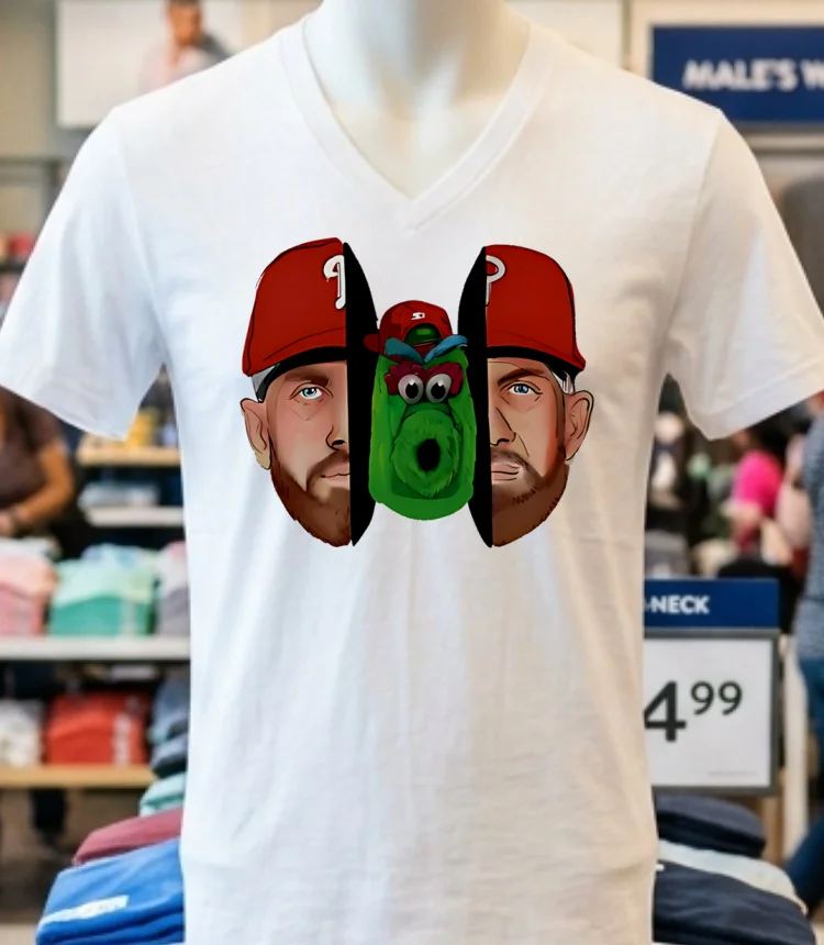 Philly Split Kyle Schwarber And Phillie Phanatic Baseball Shirt - white-t-shirt Philly Split Kyle Schwarber And Phillie Phanatic Baseball Shirt White T Shirt 1