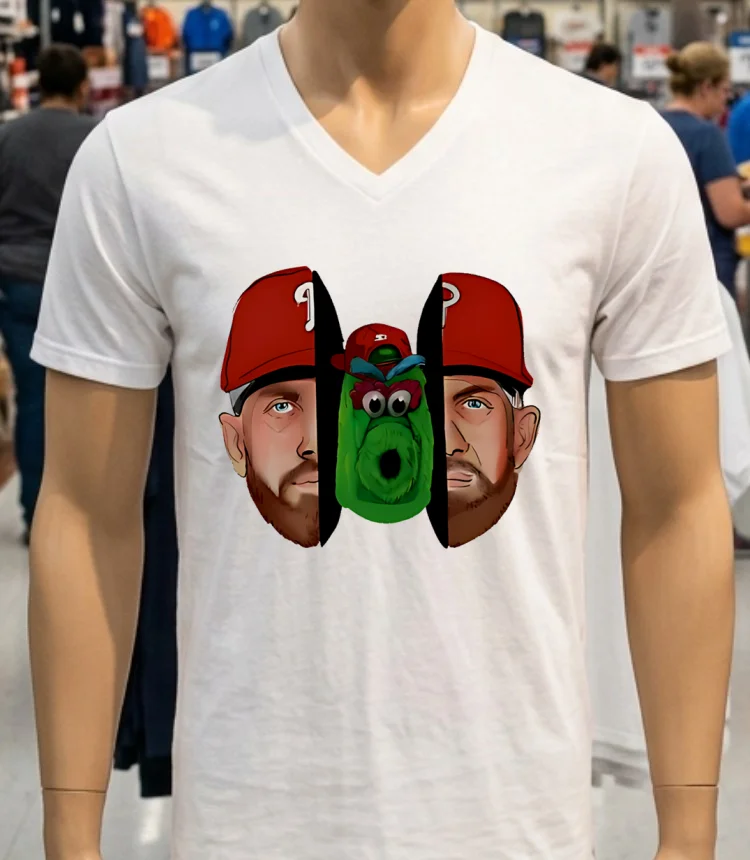 Philly Split Kyle Schwarber And Phillie Phanatic Baseball Shirt - white-t-shirt Philly Split Kyle Schwarber And Phillie Phanatic Baseball Shirt White T Shirt 2