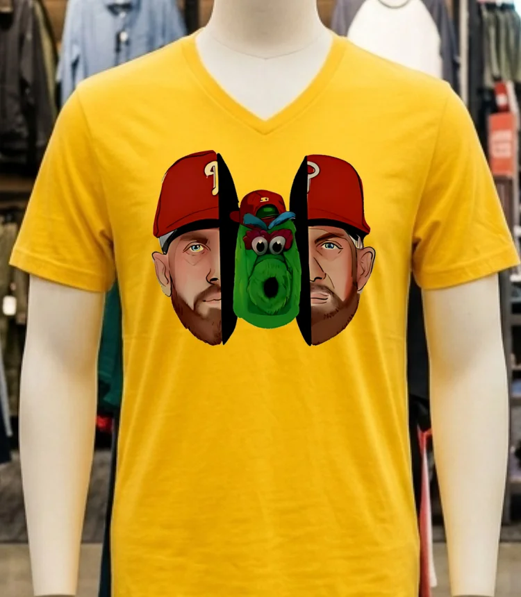 Philly Split Kyle Schwarber And Phillie Phanatic Baseball Shirt - yellow-t-shirt Philly Split Kyle Schwarber And Phillie Phanatic Baseball Shirt Yellow T Shirt