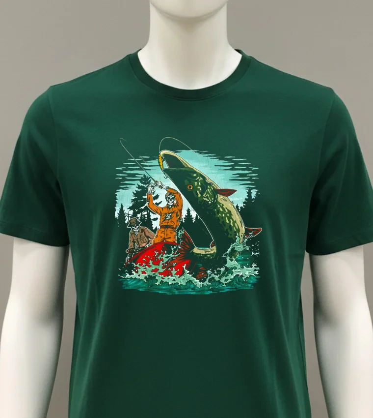 Pike Strike Skeleton Shirt Green Shirt