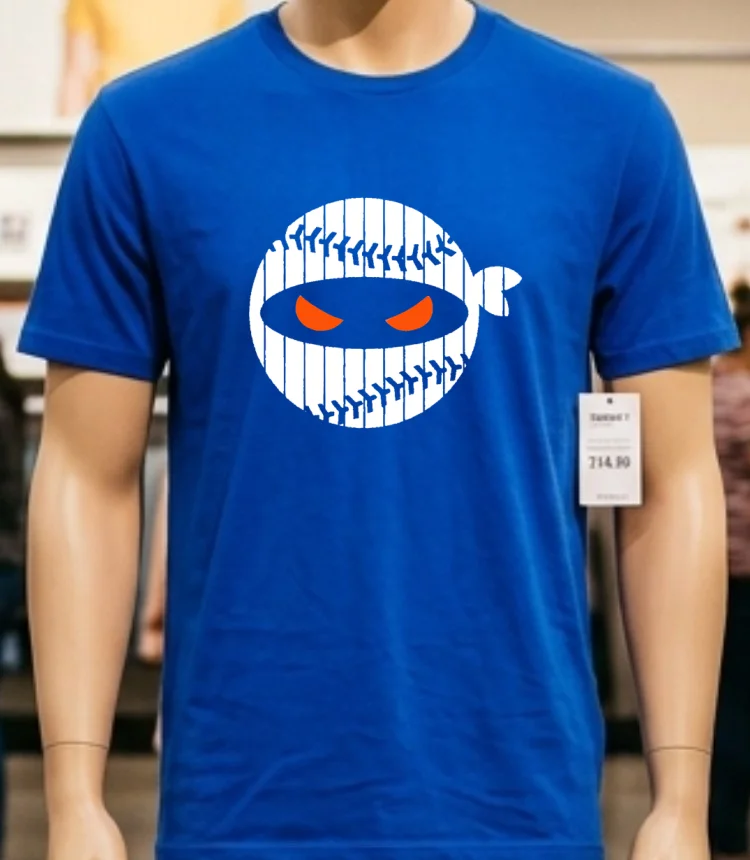 Pitching Ninja New York Baseball Shirt - blue-shirt Pitching Ninja New York Baseball Shirt Blue Shirt