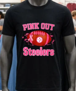 Pittsburgh Steelers Pink Out Ball Shirt Balck Shirt 1