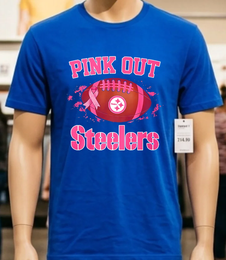 Pittsburgh Steelers Pink Out Ball Shirt - blue-shirt Pittsburgh Steelers Pink Out Ball Shirt Blue Shirt