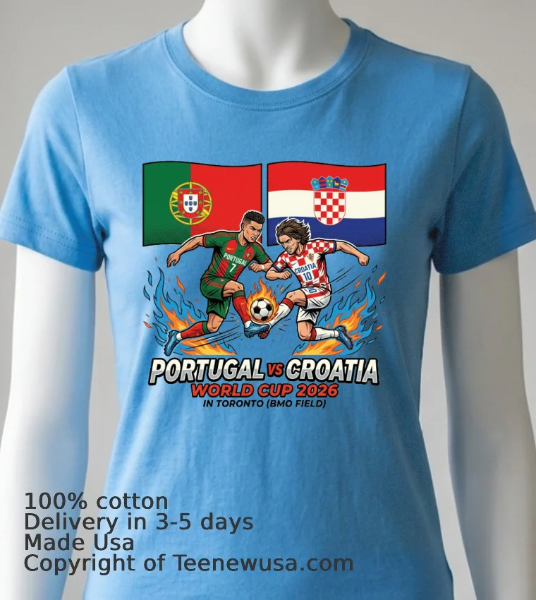 Portugal Vs Croatia World Cup 2026 In Toronto (Bmo Field) T Shirt - blue-shirt Portugal Vs Croatia World Cup 2026 In Toronto Bmo Field T Shirt Blue Shirt