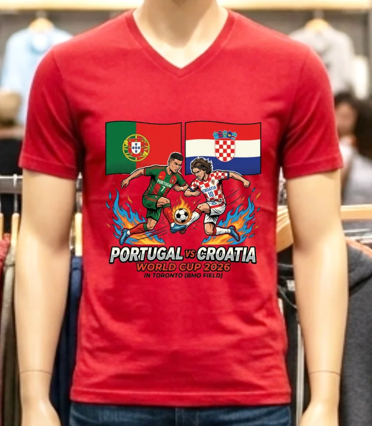 Portugal Vs Croatia World Cup 2026 In Toronto (Bmo Field) T Shirt - red-shirt Portugal Vs Croatia World Cup 2026 In Toronto Bmo Field T Shirt Red Shirt