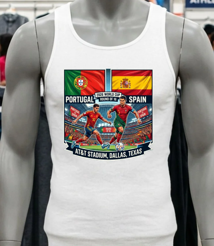 Portugal Vs Spain In The Round Of 16 Of The 2026 World Cup At Dallas Stadium Att Texas T Shirt White T Shirt 2