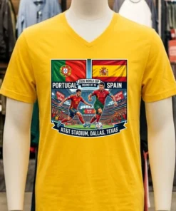 Portugal Vs Spain In The Round Of 16 Of The 2026 World Cup At Dallas Stadium Att Texas T Shirt Yellow T Shirt