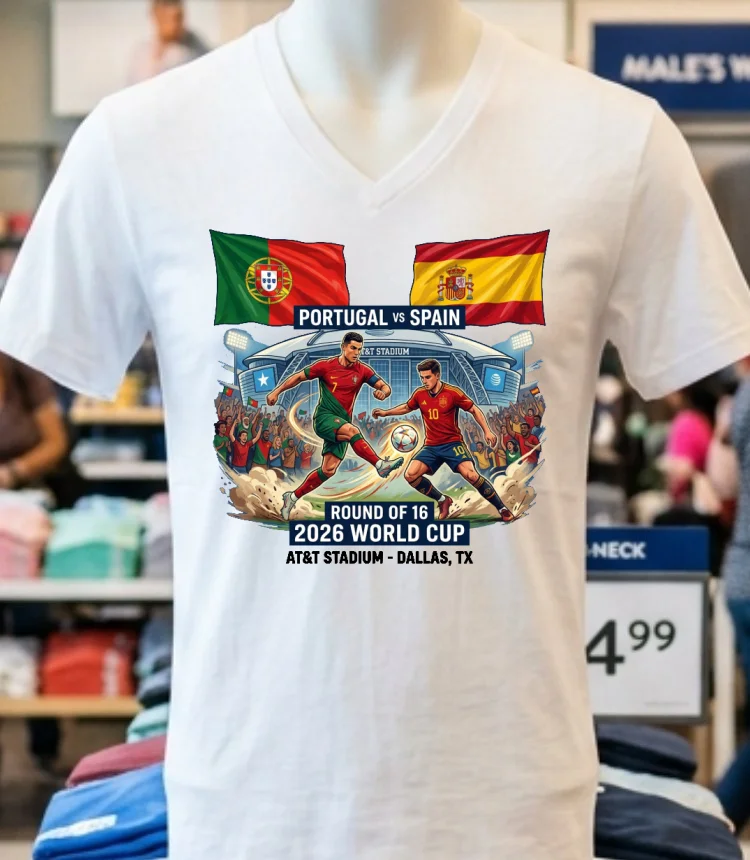 Portugal Vs Spain In The Round Of 16 Of The 2026 World Cup T Shirt White T Shirt 3