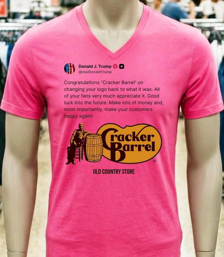 President Trump Congratulates Cracker Barrel Shirt - pink-t-shirt President Trump Congratulates Cracker Barrel Shirt Pink T Shirt