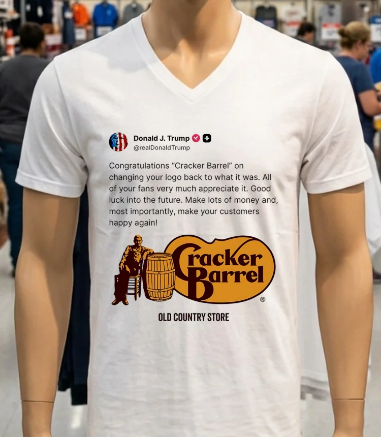 President Trump Congratulates Cracker Barrel Shirt - white-t-shirt President Trump Congratulates Cracker Barrel Shirt White T Shirt 2
