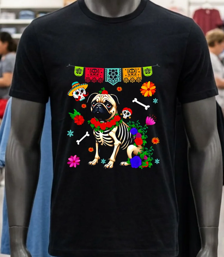 Pug Halloween Christmas Shirt Balck Shirt 1
