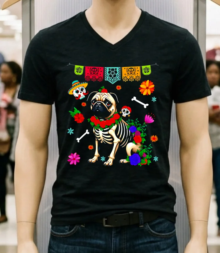 Pug Halloween Christmas Shirt Balck Shirt