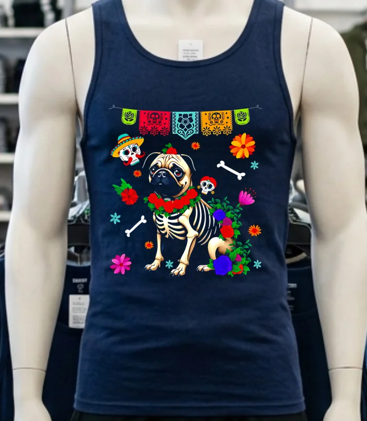 Pug Halloween Christmas Shirt - navy-shirt Pug Halloween Christmas Shirt Navy Shirt