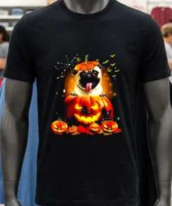 Pug Spooky Halloween Pumpkin Head Shirt