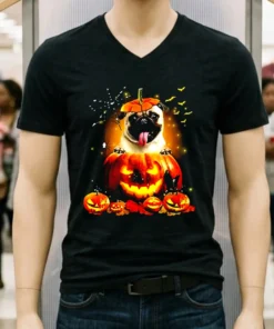 Pug Spooky Halloween Pumpkin Head Shirt