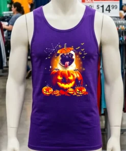 Pug Spooky Halloween Pumpkin Head Shirt