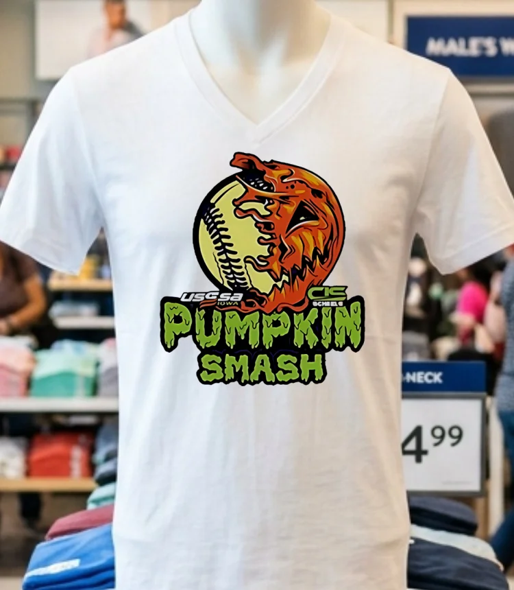 Pumpkin Smash Fastpitch Tournament Shirt - white-t-shirt Pumpkin Smash Fastpitch Tournament Shirt White T Shirt 1