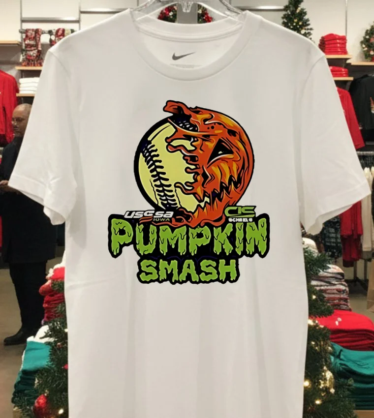 Pumpkin Smash Fastpitch Tournament Shirt - white-t-shirt Pumpkin Smash Fastpitch Tournament Shirt White T Shirt
