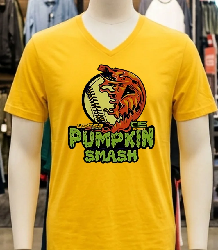 Pumpkin Smash Fastpitch Tournament Shirt - yellow-t-shirt Pumpkin Smash Fastpitch Tournament Shirt Yellow T Shirt