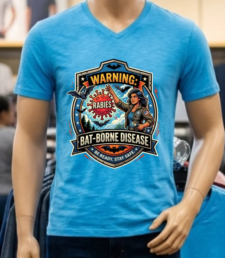 Rabies Warning Bat Borne Disease T Shirt - blue-shirt Rabies Warning Bat Borne Disease T Shirt Blue Shirt