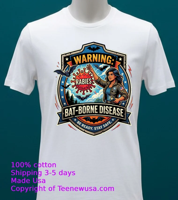 Rabies Warning Bat Borne Disease T Shirt - white-t-shirt 20 Rabies Warning Bat Borne Disease T Shirt White T Shirt 20