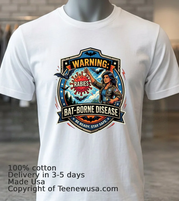 Rabies Warning Bat Borne Disease T Shirt - white-t-shirt 3 Rabies Warning Bat Borne Disease T Shirt White T Shirt 3