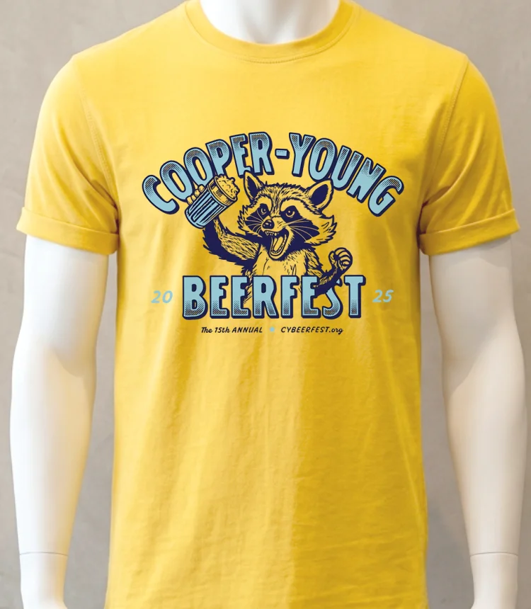 Raccoon Cooper Young Beerfest 2025 Shirt - yellow-t-shirt Raccoon Cooper Young Beerfest 2025 Shirt Yellow T Shirt
