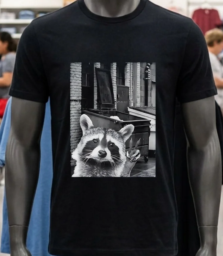 Raccoon Let S Get Trashed Hello Vintage Shirt - balck-shirt Raccoon Lets Get Trashed Hello Vintage Shirt Balck Shirt 1