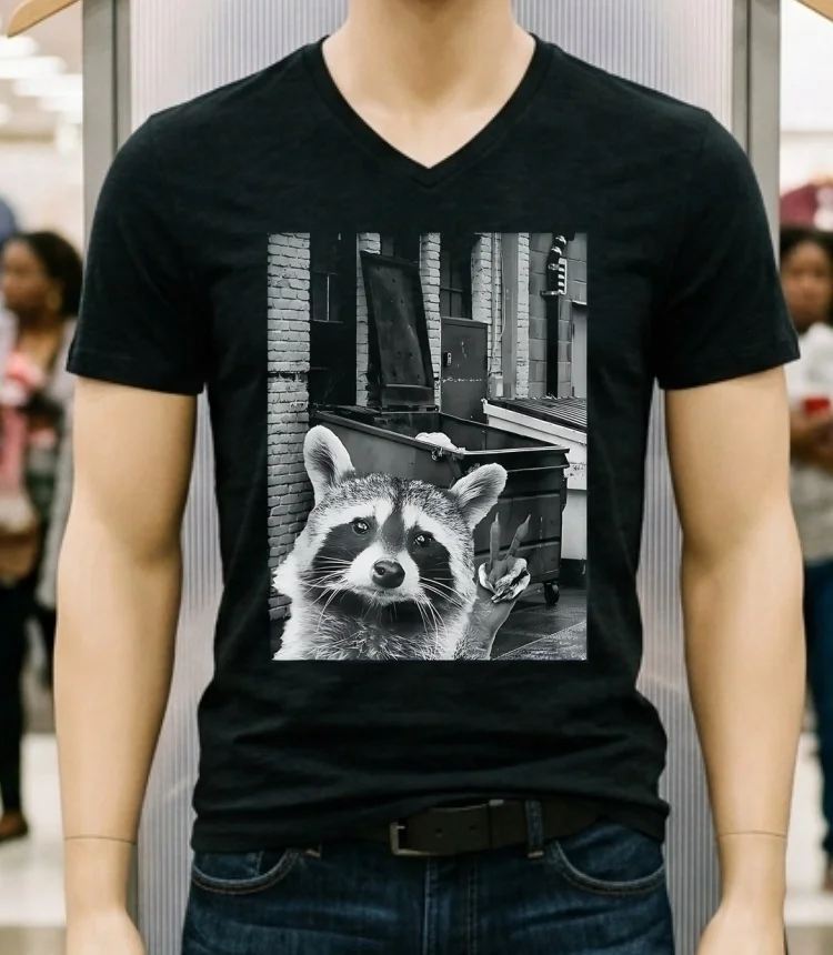 Raccoon Lets Get Trashed Hello Vintage Shirt Balck Shirt