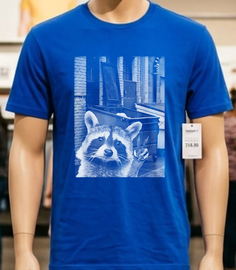 Raccoon Let S Get Trashed Hello Vintage Shirt - blue-shirt Raccoon Lets Get Trashed Hello Vintage Shirt Blue Shirt