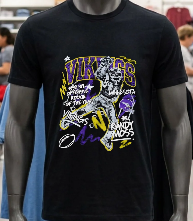 Randy Moss Black Minnesota Vikings Graphic Vintage Shirt - balck-shirt Randy Moss Black Minnesota Vikings Graphic Vintage Shirt Balck Shirt 1