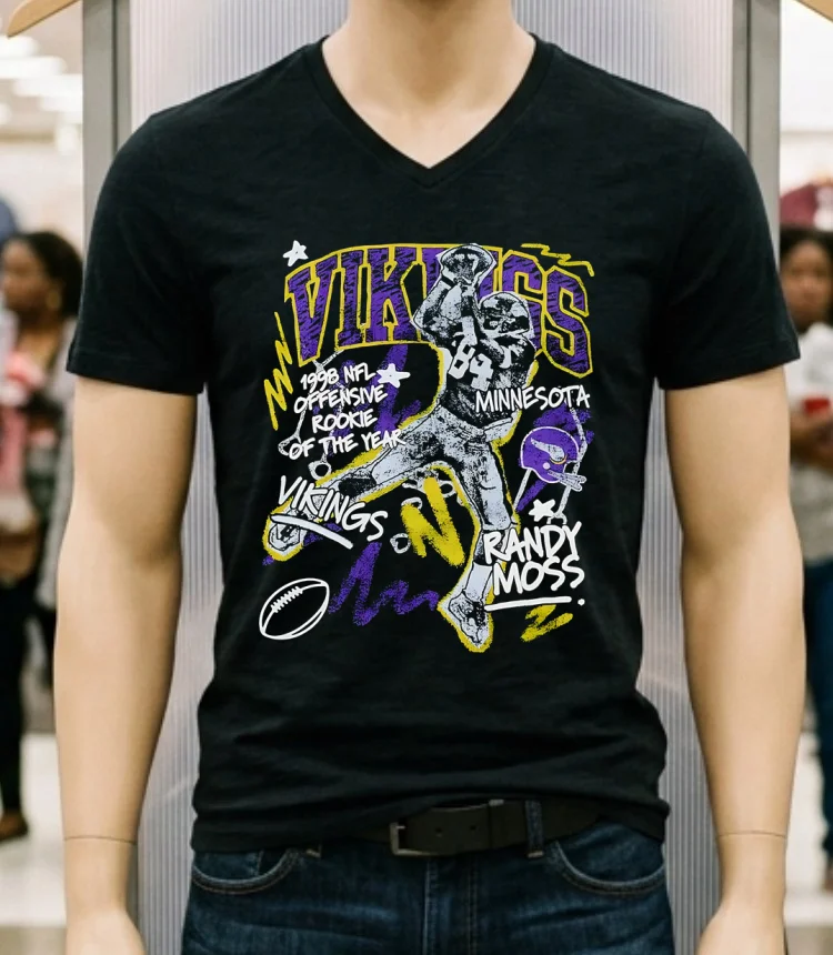 Randy Moss Black Minnesota Vikings Graphic Vintage Shirt Balck Shirt