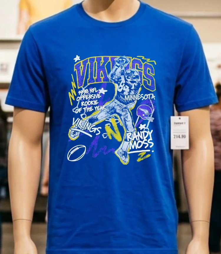 Randy Moss Black Minnesota Vikings Graphic Vintage Shirt Blue Shirt