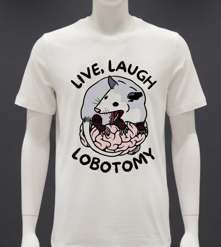Rat Live Laugh Lobotomy Shirt - white-t-shirt Rat Live Laugh Lobotomy Shirt White T Shirt 4