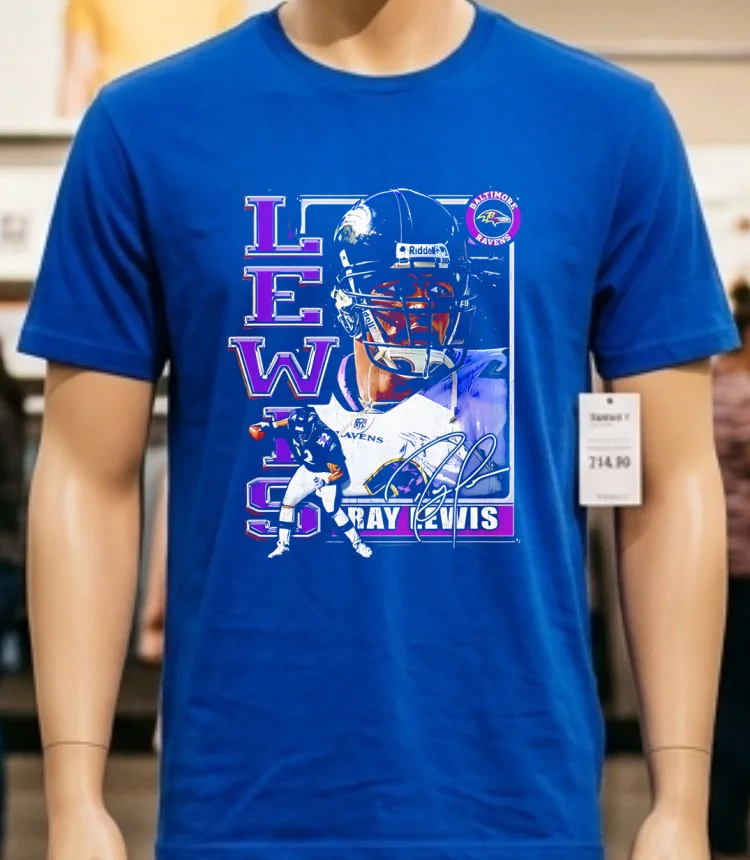 Ray Lewis Baltimore Ravens Signature Retro Shirt - blue-shirt Ray Lewis Baltimore Ravens Signature Retro Shirt Blue Shirt