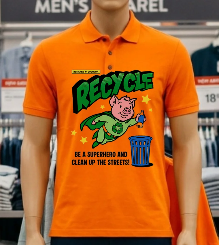 Recycle Superman Pig Be A Superhero And Clean Up The Streets Shirt - orange-shirt Recycle Superman Pig Be A Superhero And Clean Up The Streets Shirt Orange Shirt