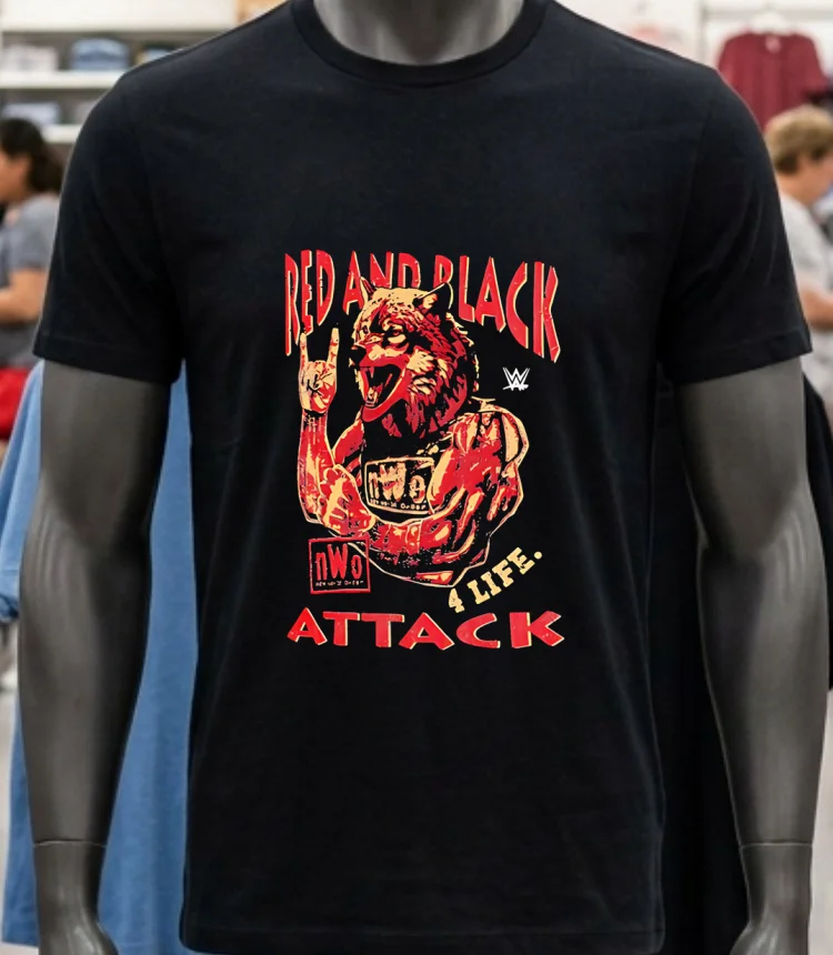 Red And Black 4 Life Attack Nwo Shirt - balck-shirt Red And Black 4 Life Attack Nwo Shirt Balck Shirt 1