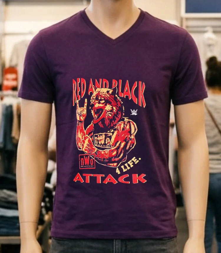 Red And Black 4 Life Attack Nwo Shirt Purple Shirt