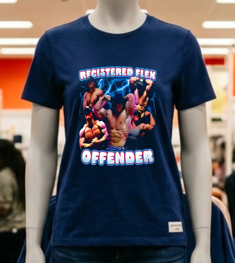 Registered Flex Offender Muscle Man S Shirt - navy-shirt Registered Flex Offender Muscle Mans Shirt Navy Shirt