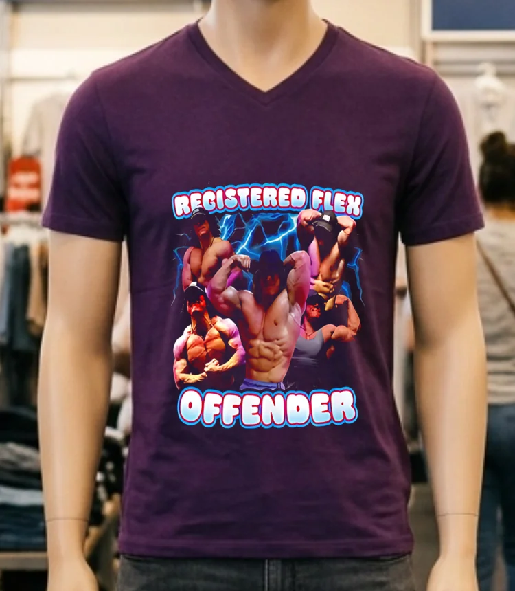 Registered Flex Offender Muscle Man S Shirt - purple-shirt Registered Flex Offender Muscle Mans Shirt Purple Shirt
