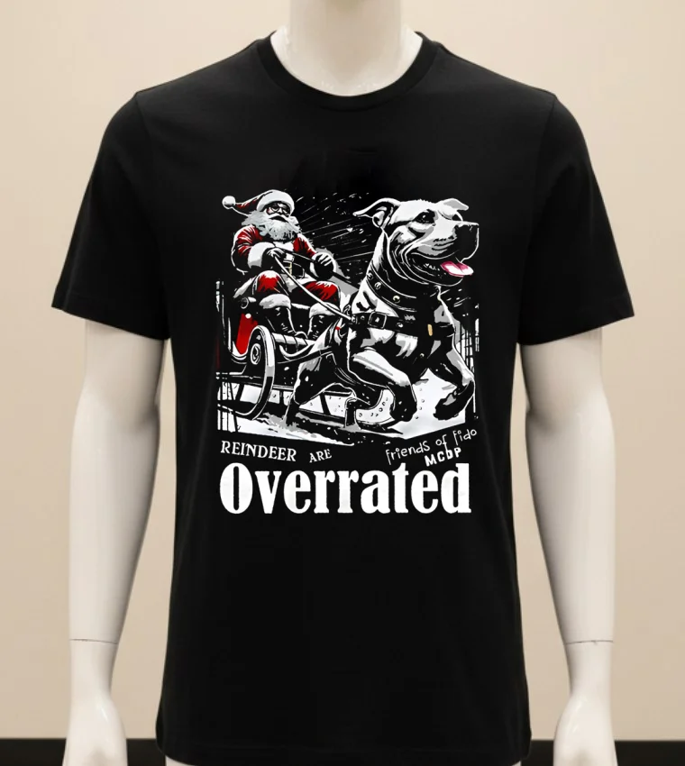 Reindeer Are Overrated Christmas Shirt Balck Shirt