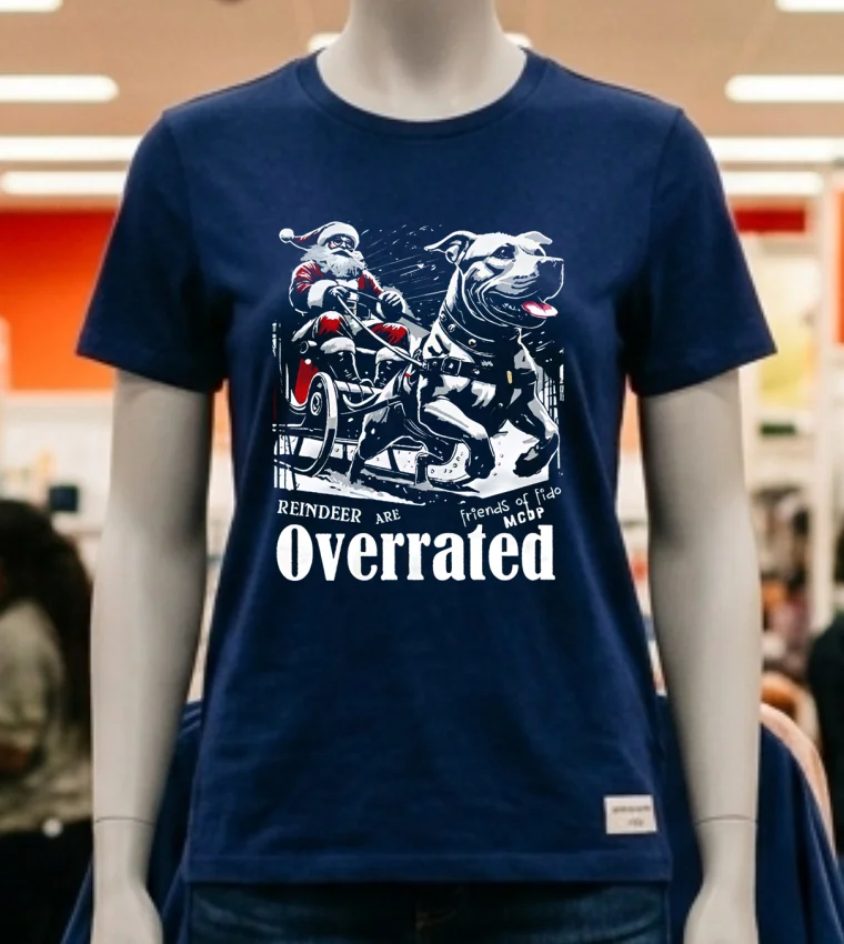 Reindeer Are Overrated Christmas Shirt - navy-shirt Reindeer Are Overrated Christmas Shirt Navy Shirt