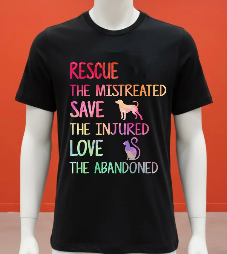 Rescue The Mistreated Save The Injured Love The Abandoned Shirt - balck-shirt Rescue The Mistreated Save The Injured Love The Abandoned Shirt Balck Shirt 1