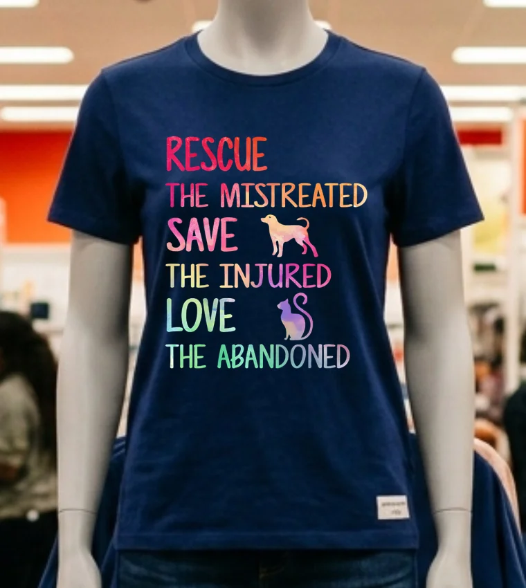 Rescue The Mistreated Save The Injured Love The Abandoned Shirt - navy-shirt Rescue The Mistreated Save The Injured Love The Abandoned Shirt Navy Shirt